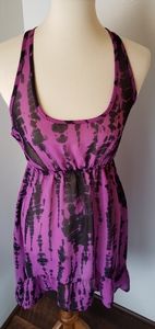 Purple tie dye swim cover up high low dress